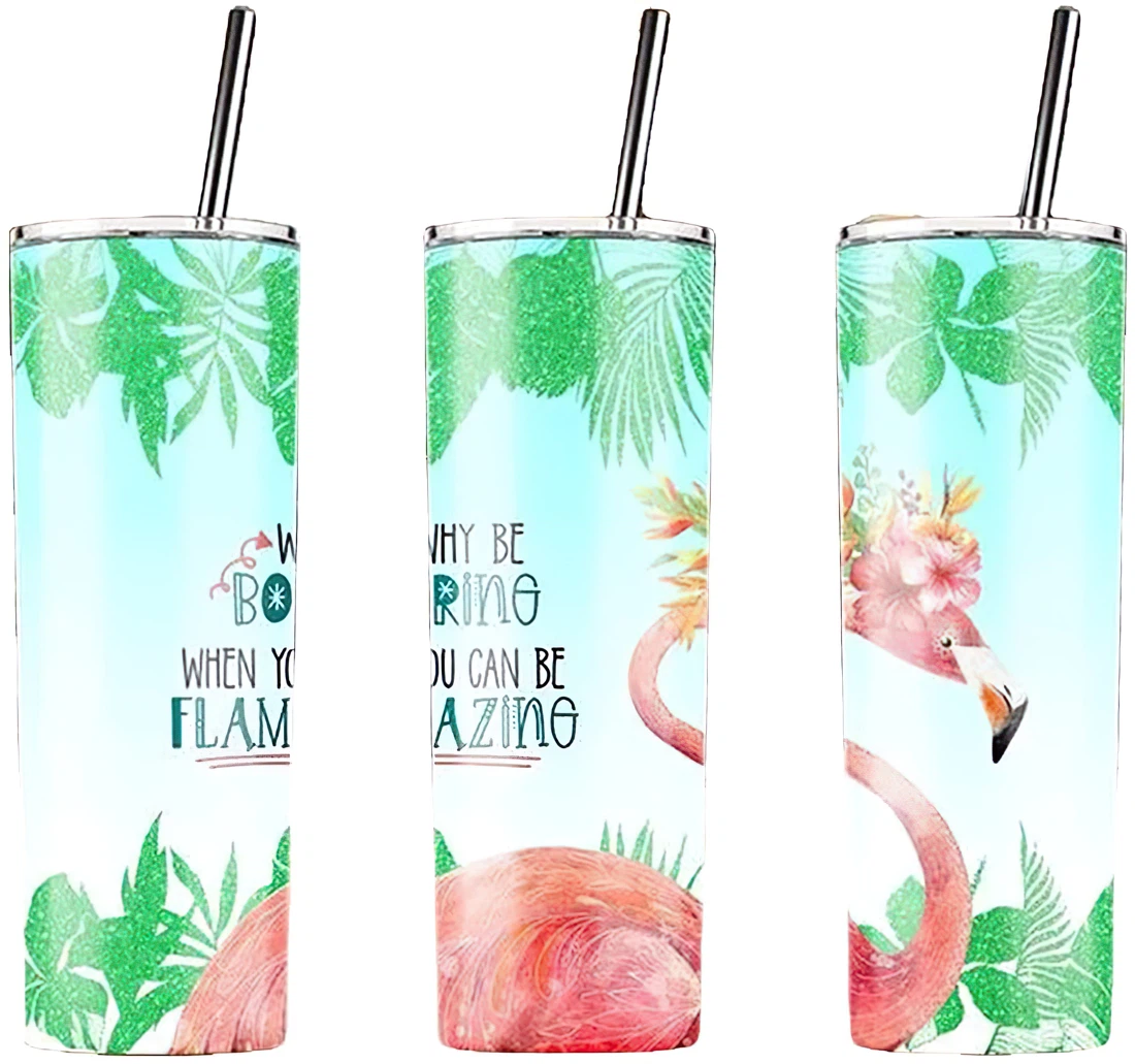 Personalized Name Flamingo Why Be Boring When You Can Be  Tumbler 17oz With Lid And Straw