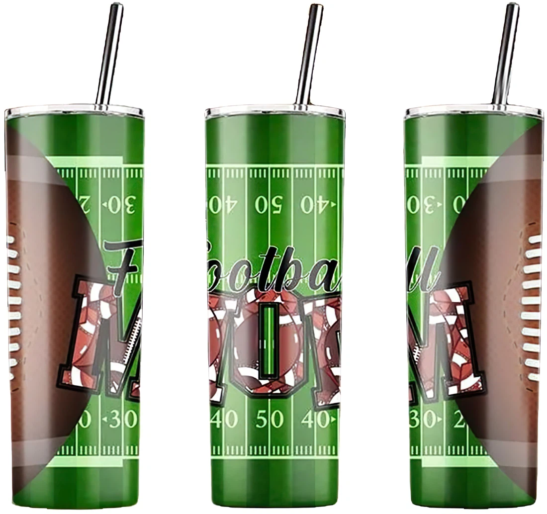 Personalized Name Football Mom Sports King  Tumbler 17oz With Lid And Straw