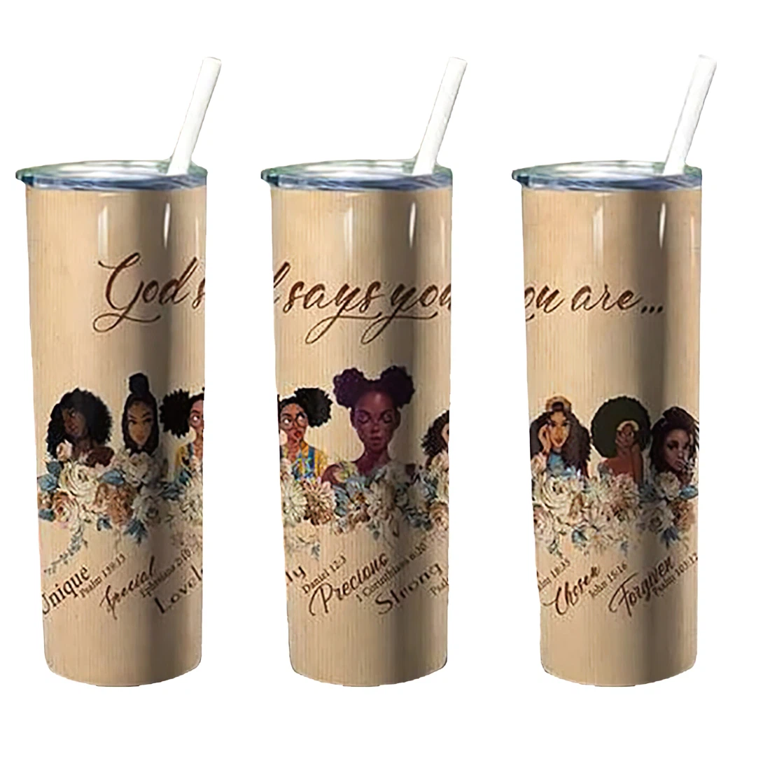 Personalized Name God Says You Are Black Women  Tumbler 17oz With Lid And Straw