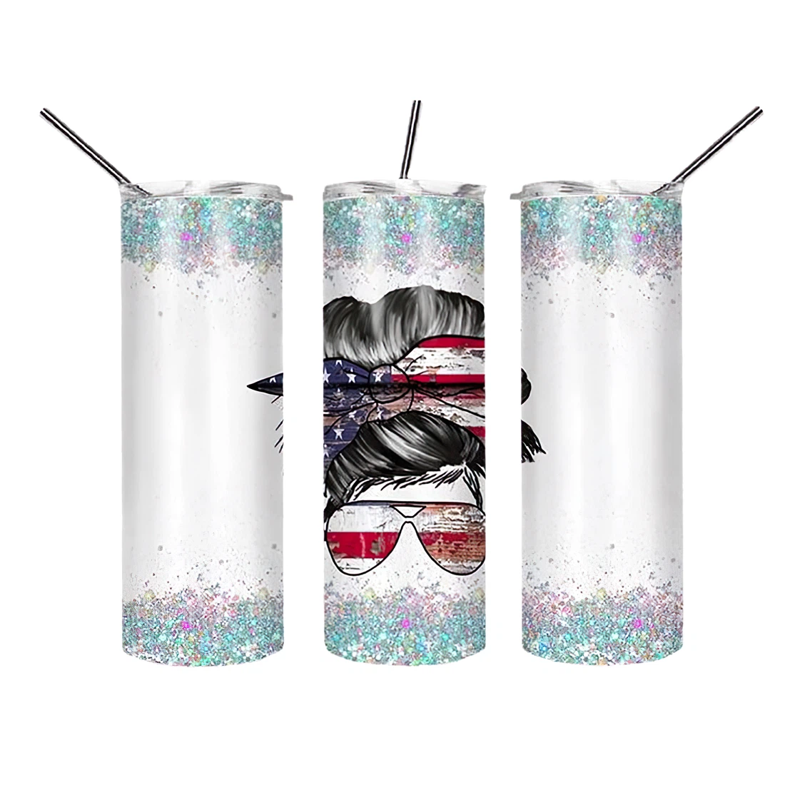 Personalized Name Mom Beautiful Glitter  Tumbler 17oz With Lid And Straw