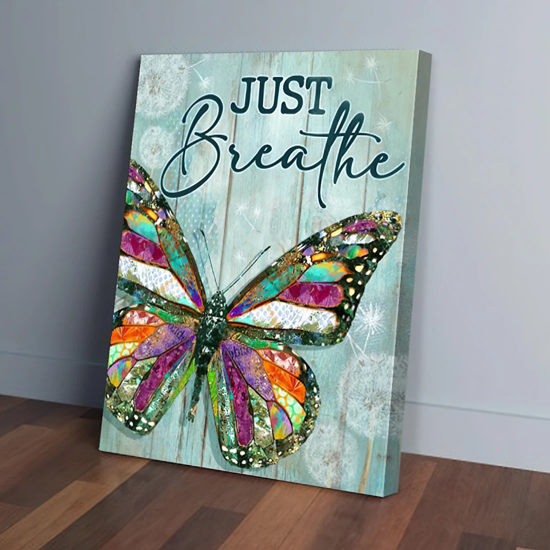 Framed Canvas - Just Breathe Butterfly Decor - Wall Art, Poster