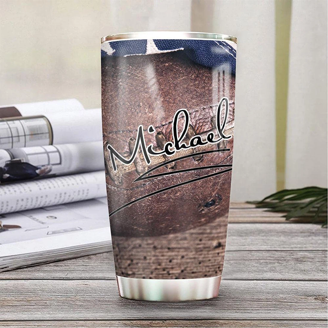 Football Tumbler Cup with Lid, 20 Oz  Travel Coffee Mug