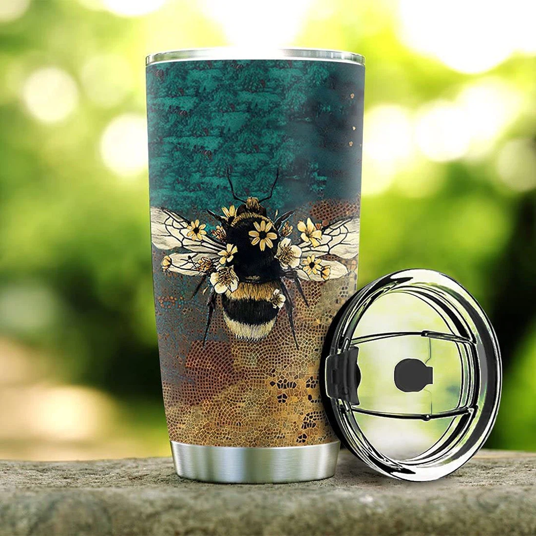 Personalized Bee Lover Tumbler Cup with Lid, 20Oz  Travel Coffee Mug