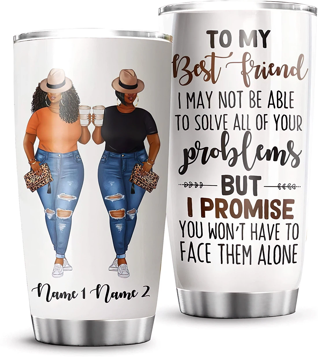 Personalized Name We'll Be Friends Stainless Steel Tumbler 20 Oz 30 Oz Vacuum Insulated Travel Mug with Lid and Straw, for Ice Drink, Hot Beverage