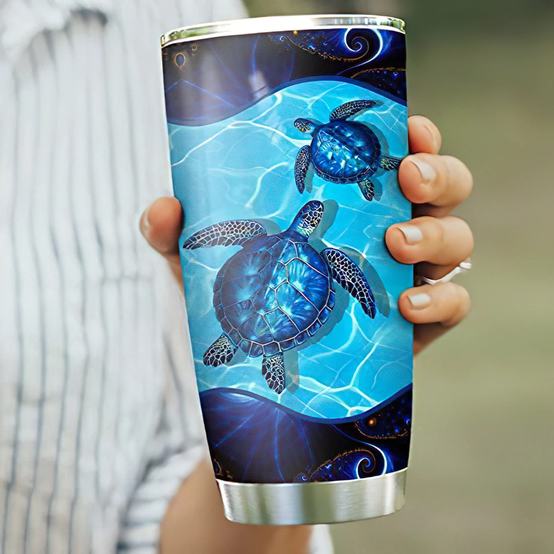 Personalized Sea Turtle Tumblers 20oz, 30oz With Lid,  Travel Coffee Mug