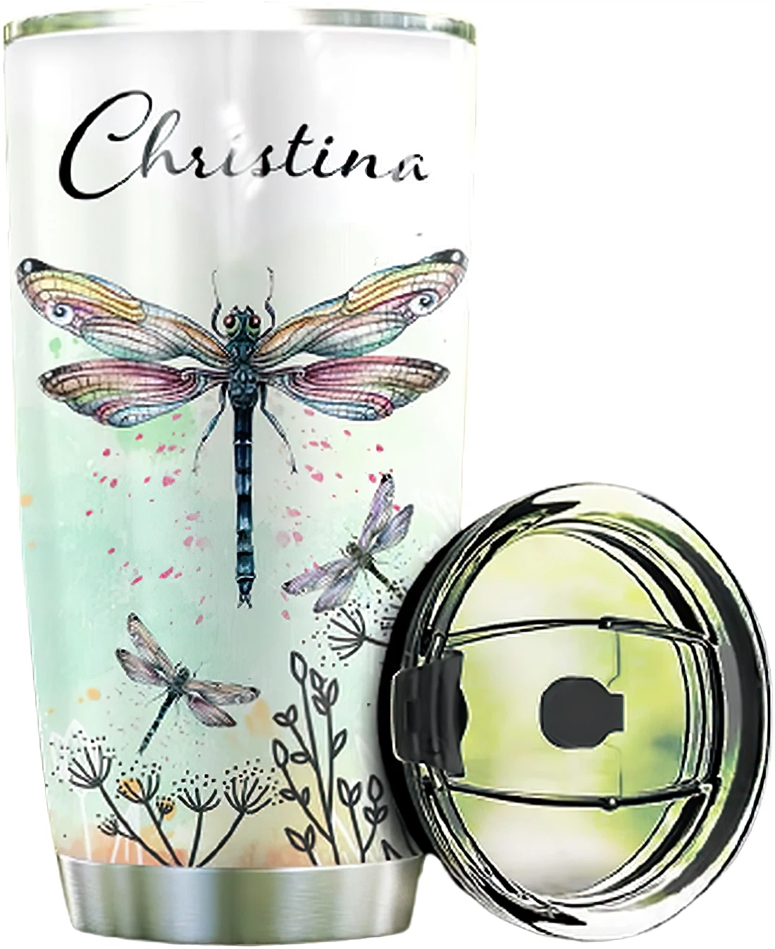 Personalized  Dragonfly Tumblers 20oz, 30oz With Lid -  Travel Coffee Mug