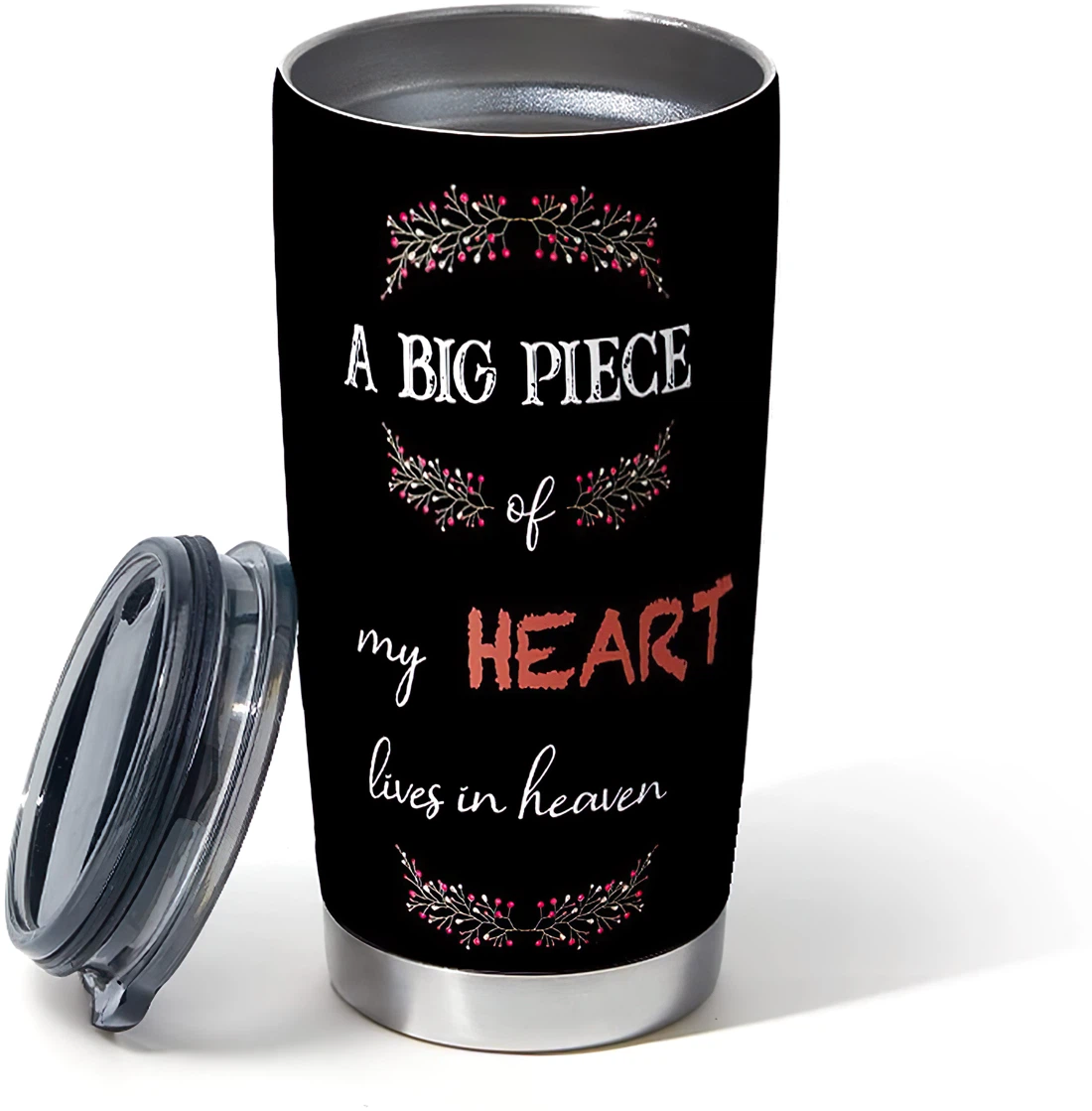 Personalized Tumblers Butterfly Memory Big Piece Of My Heart Tumbler Cup 20oz, 30oz With Lid - Travel Coffee Mug