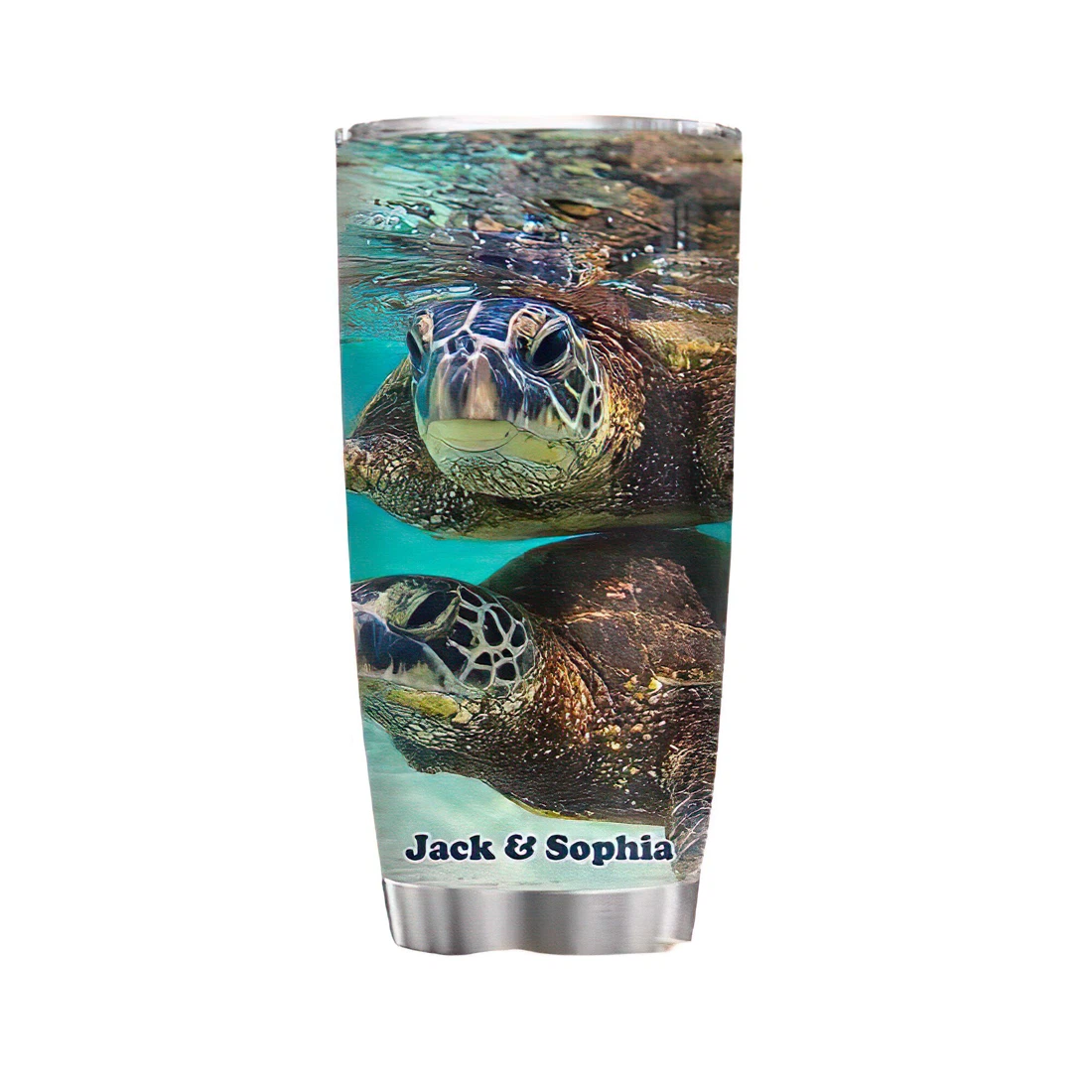 Personalized Tumblers Sea Turtle Couple Tumbler Cup 20oz, 30oz With Lid - Travel Coffee Mug