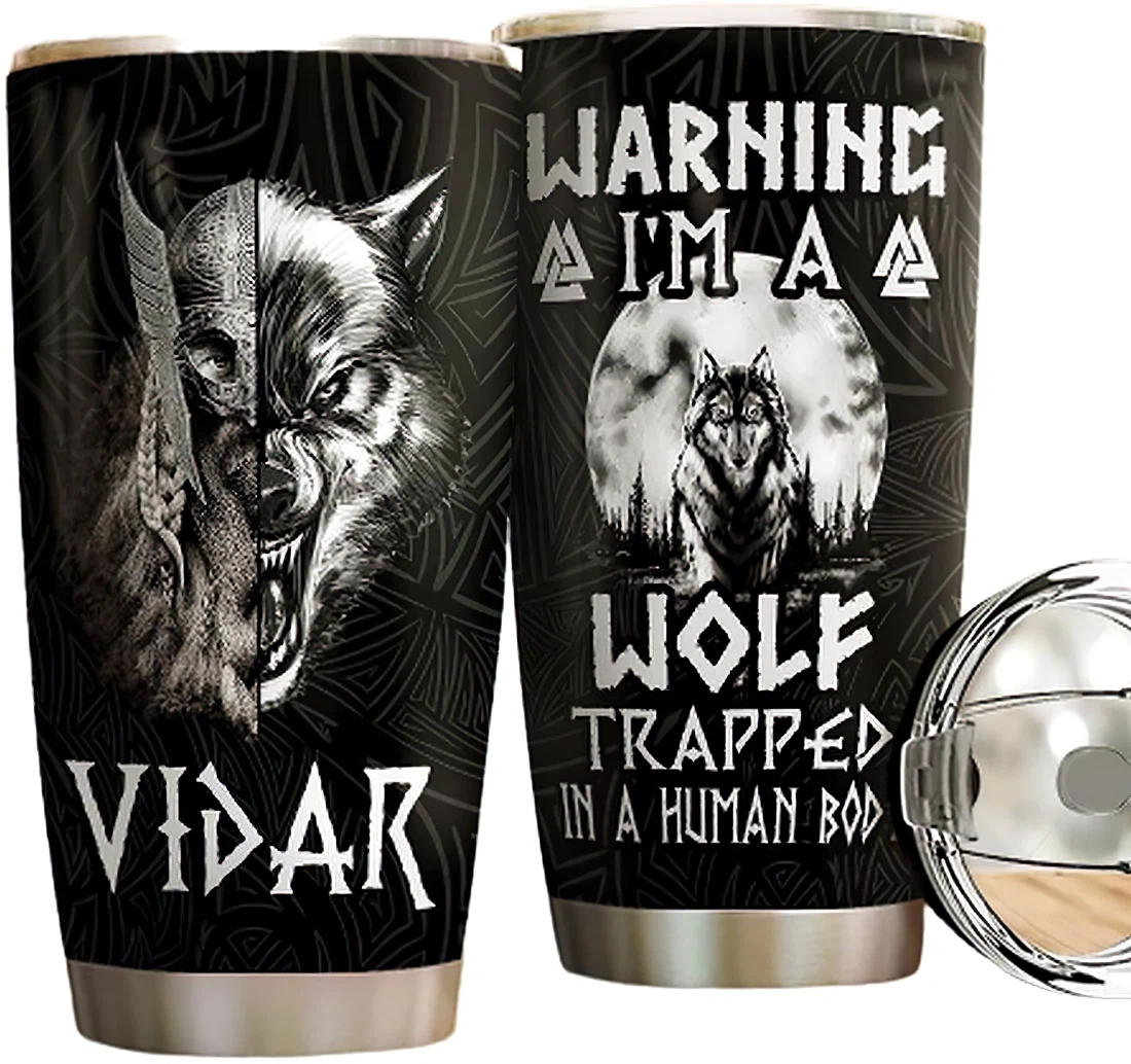 Personalized Wolf Viking KD4 Tumblers 20oz, 30oz With Lid,  Travel Coffee Mug