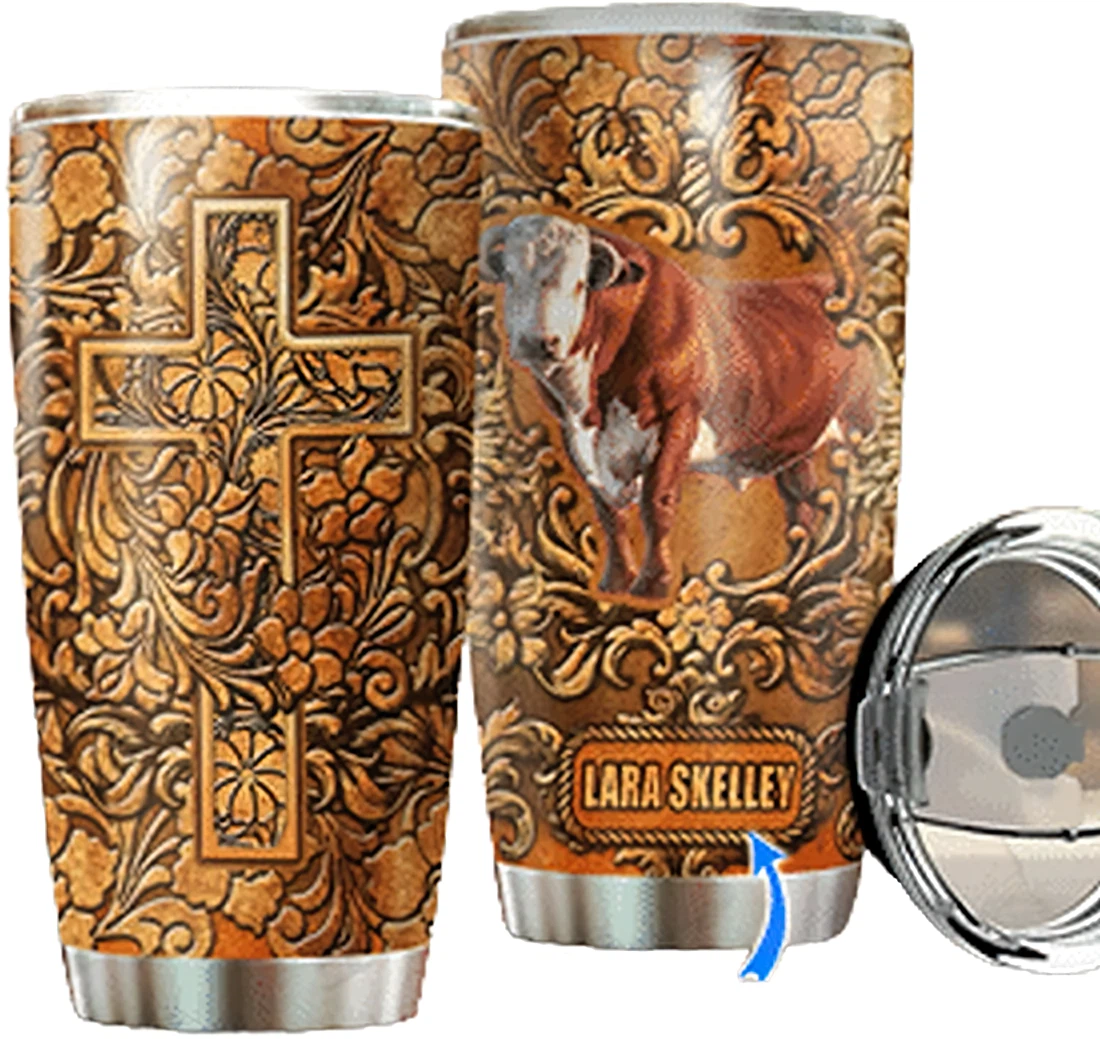 Personalized Tumblers Hereford Bulls Tumbler Cup  20oz, 30oz With Lid - Travel Coffee Mug