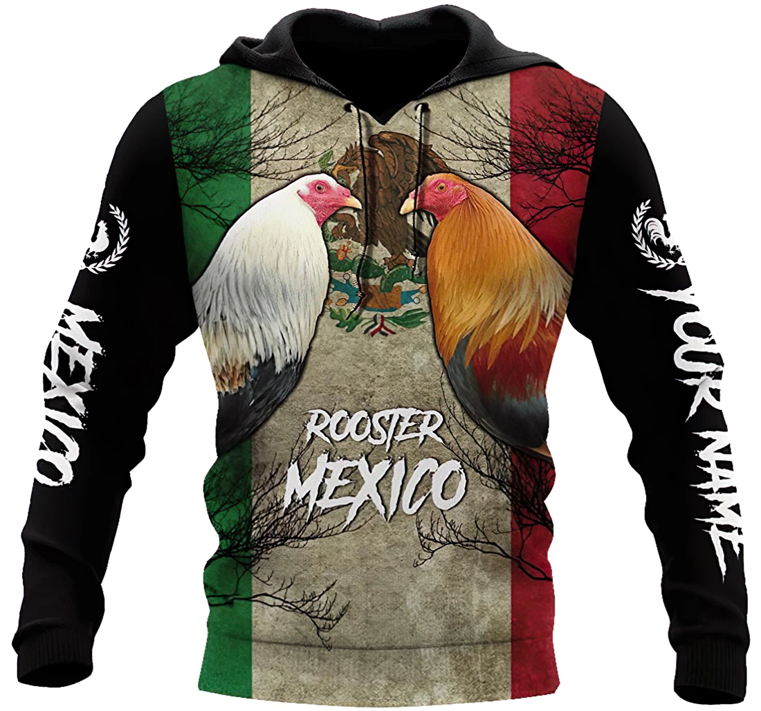 Personalized Rooster Mexico Us6 Shirts Rooster Lover Gift Mexican - 3D Printed Hoodie, Sweatshirt