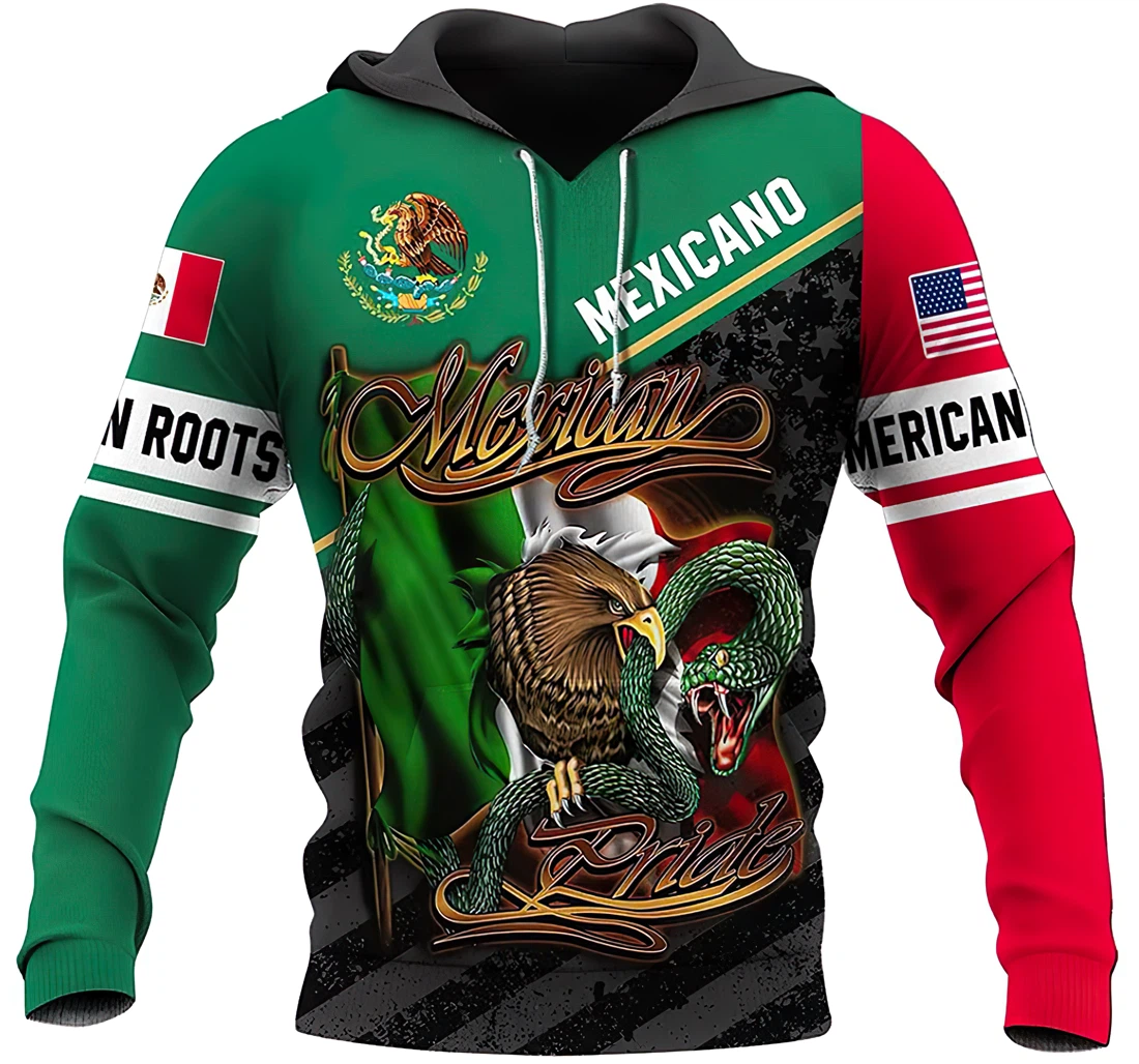 Mexican Pride Hunting Wolf Lion - 3D Printed Hoodie, Sweatshirt