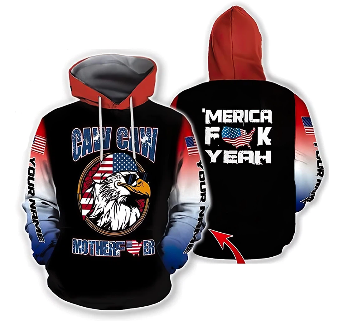 Merica Fuck Yeah Hunting Wolf Lion - 3D Printed Hoodie, Sweatshirt