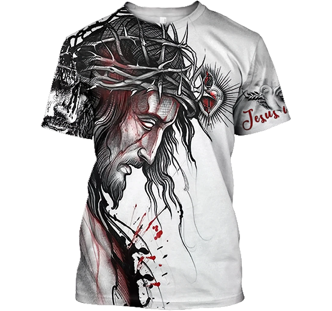 Jesus Is Ring Dove And Heart Of God Shirts Christian Cross - 3D Printed T-shirt