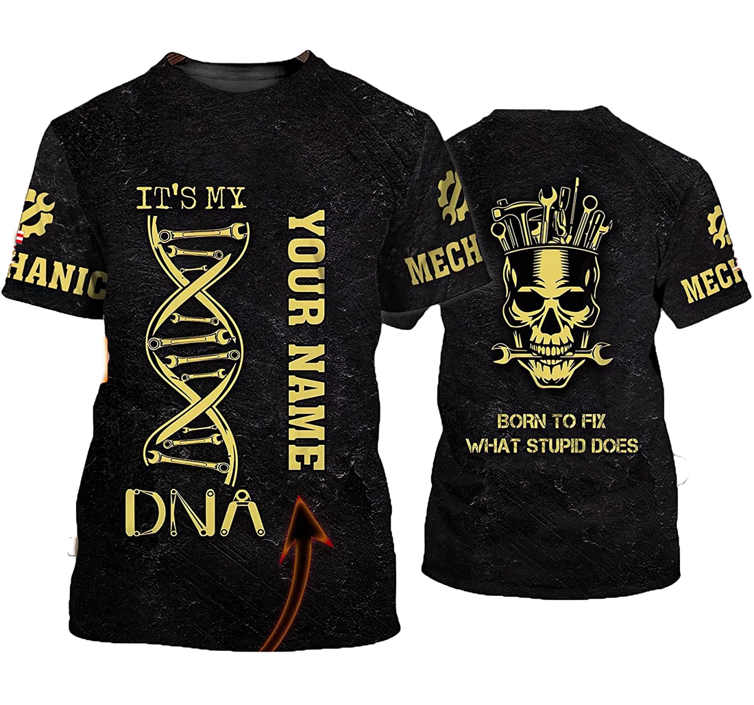 Personalized Mechanic Skull It's My Dna Gift And - 3D Printed T-shirt