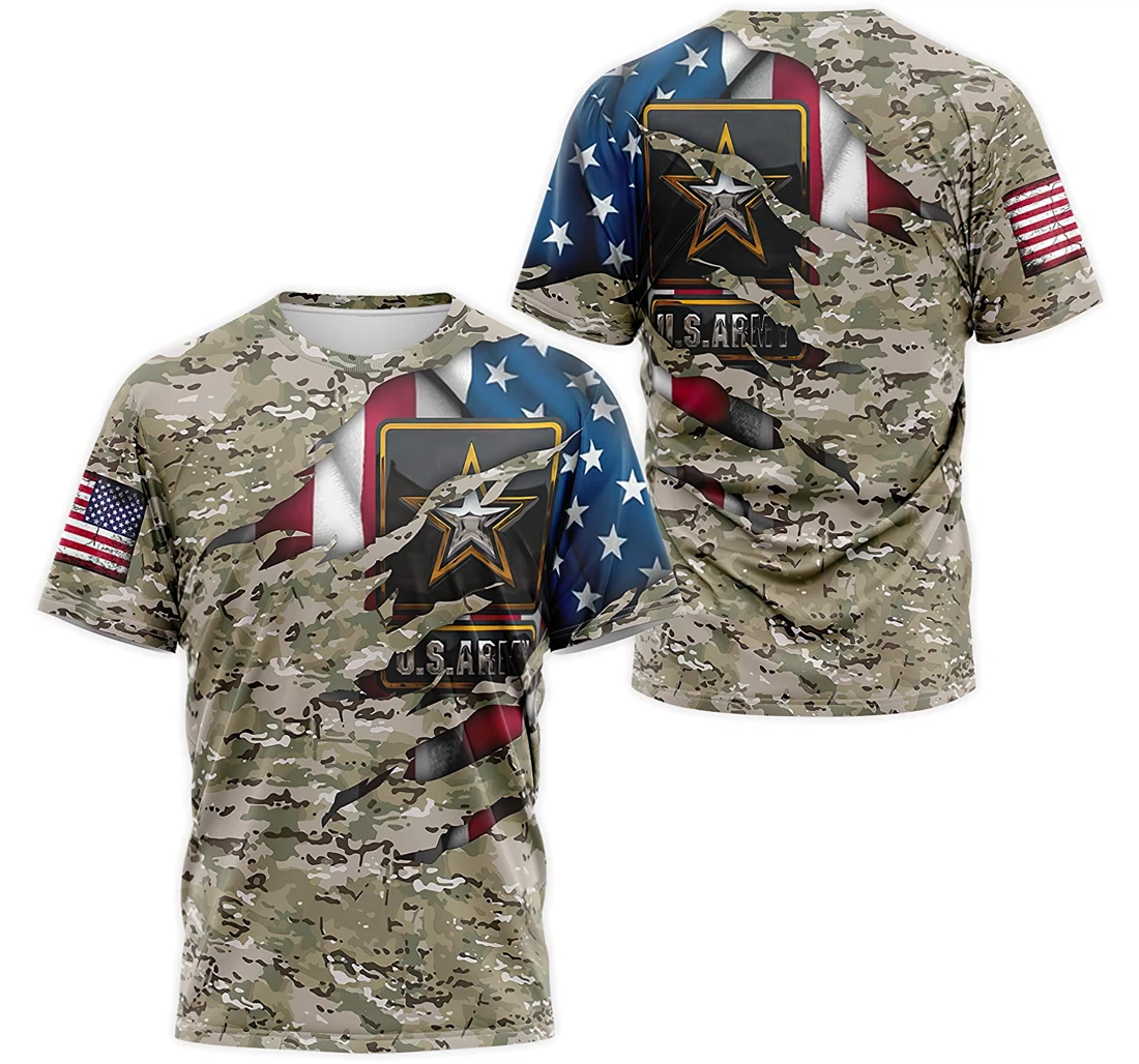 T-Shirt, Hoodie - Military US Army American Flag Camo 3D Printed