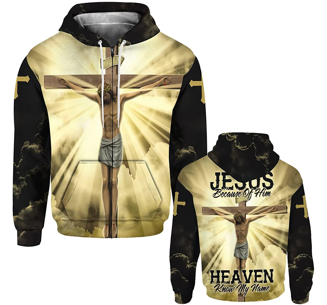 Christian Jesus Because Of Him Heaven Knows My Name Gift Christian Warrior Printing Light Blue - 3D Printed Hoodie, Sweatshirt