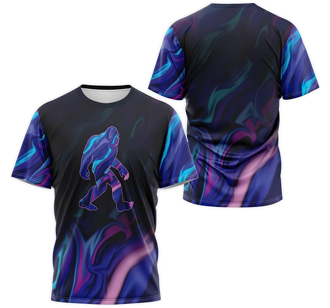 T-Shirt, Hoodie - Purple Blue Shadow Bigfoot 3D Printed