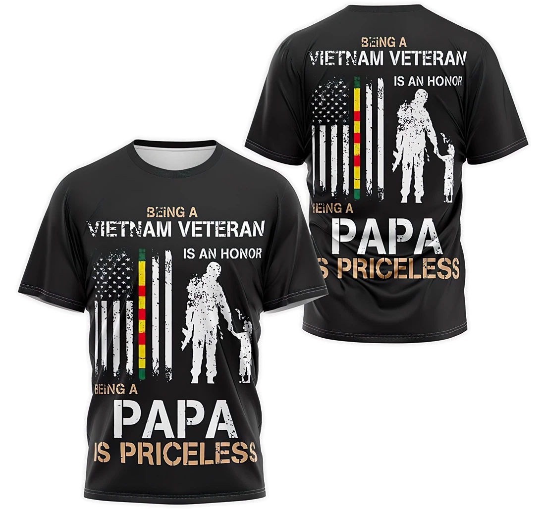 T-Shirt, Hoodie - Being A Vietnam Veteran Is An Honor Being A Grandpa Is Priceless 3D Printed