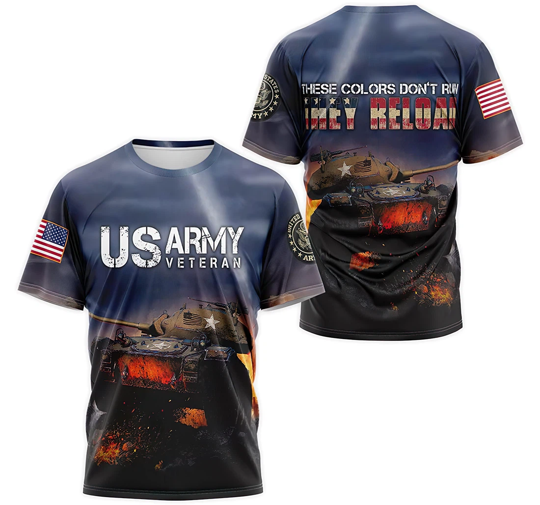 T-Shirt, Hoodie - US Army Veteran These Colors Don't Run They Reload 3D Printed