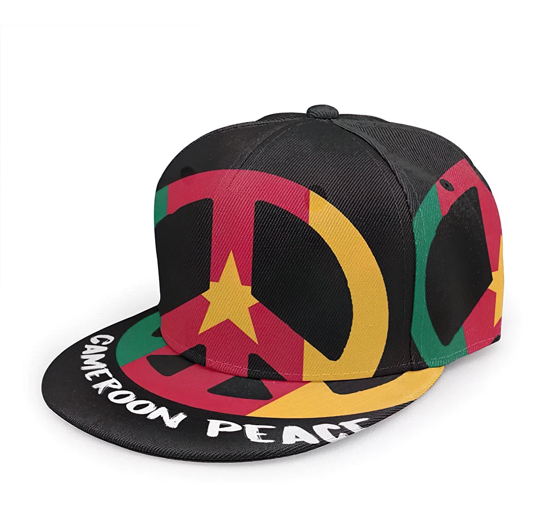 Cameroon Flag Peace Snapback Flat Bill Hip Hop Hats Unisex Snapback, Classic Baseball Cap