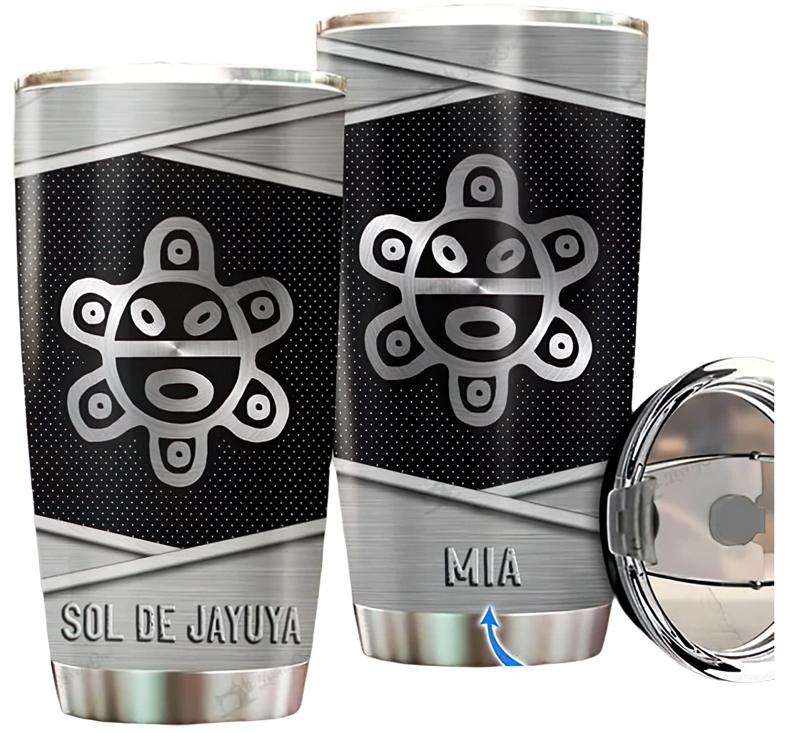 Personalized Name Puerto Rico Sol De Jayuya Silver Style Or Home Outdoor Office School Tumbler 20 - 30oz With Lid, Travel Mug