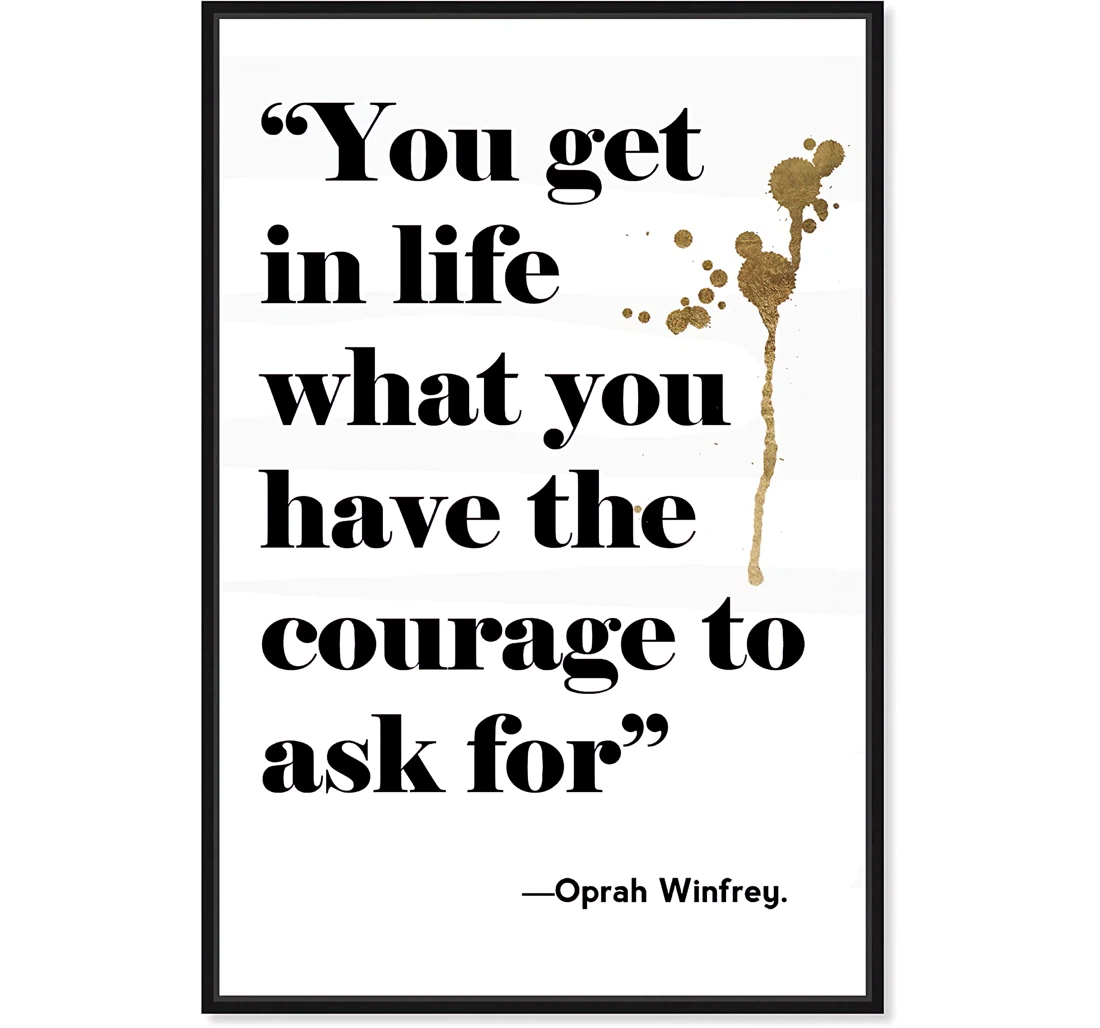 Framed Canvas - Oliver Gal Typography Quotes And Sayings Courage In Life Ii Décor Black Floating - Wall Art, Poster