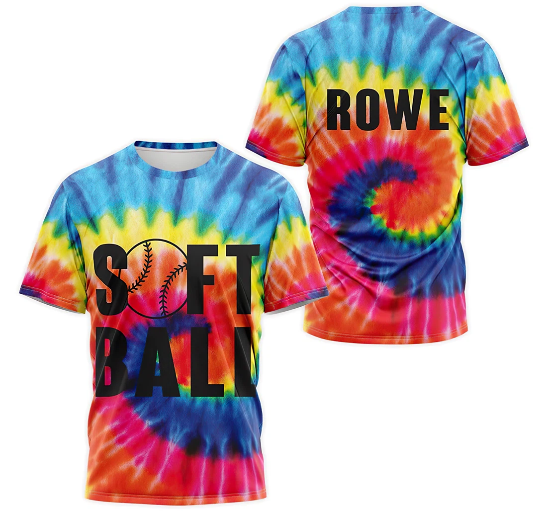 T-Shirt, Hoodie - Custom Name Tie Dye Softball Mom 3D Printed