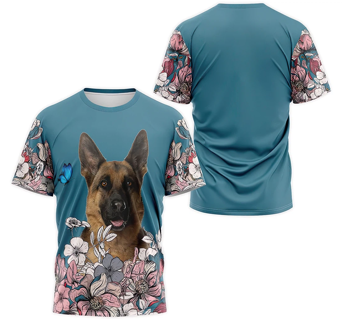 T-Shirt, Hoodie - German Shepherd Tropical Floral 3D Printed