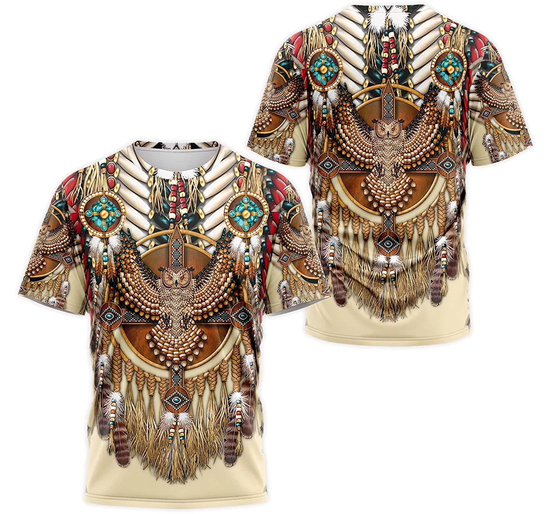 T-Shirt, Hoodie - Native American Owl Pattern Beaded Breastplate 3D Printed