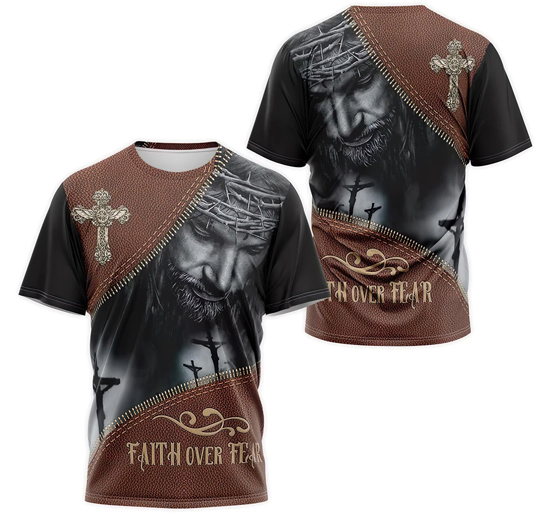 T-Shirt, Hoodie - Christian Jesus Cross Faith Over Fear 3D Printed