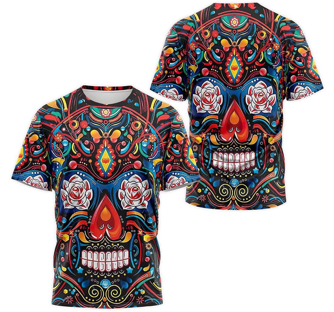 T-Shirt, Hoodie - Skull Floral Colorful Pattern 3D Printed