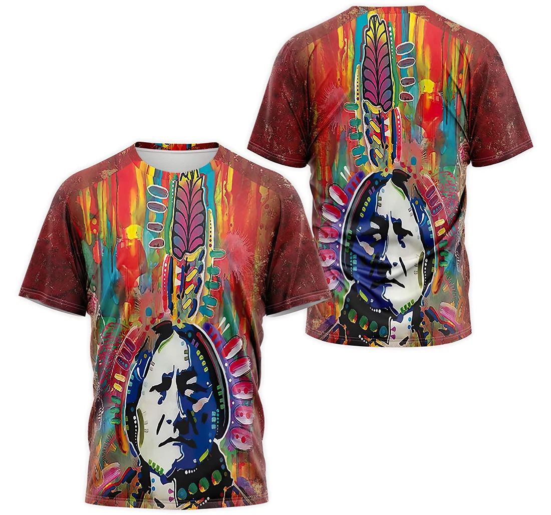 T-Shirt, Hoodie - Native American Chief Colorful Paint 3D Printed