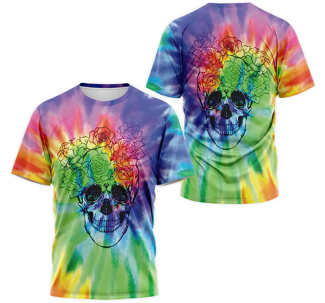 T-Shirt, Hoodie - Tie Dye Skull Flower 3D Printed