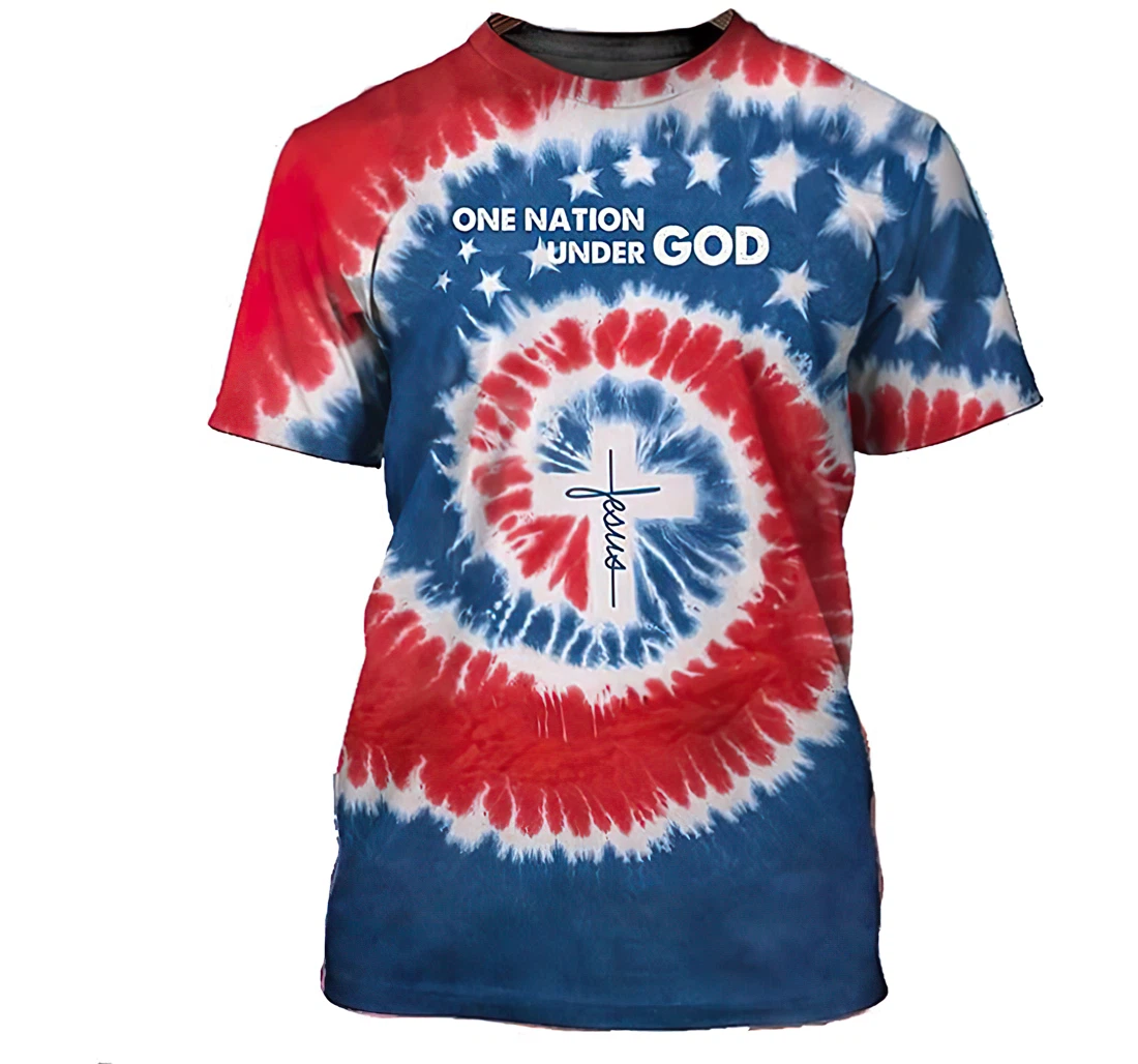 Jesus Tie Dye One Nation Under God Funny Tshirt - 3D Printed T-shirt