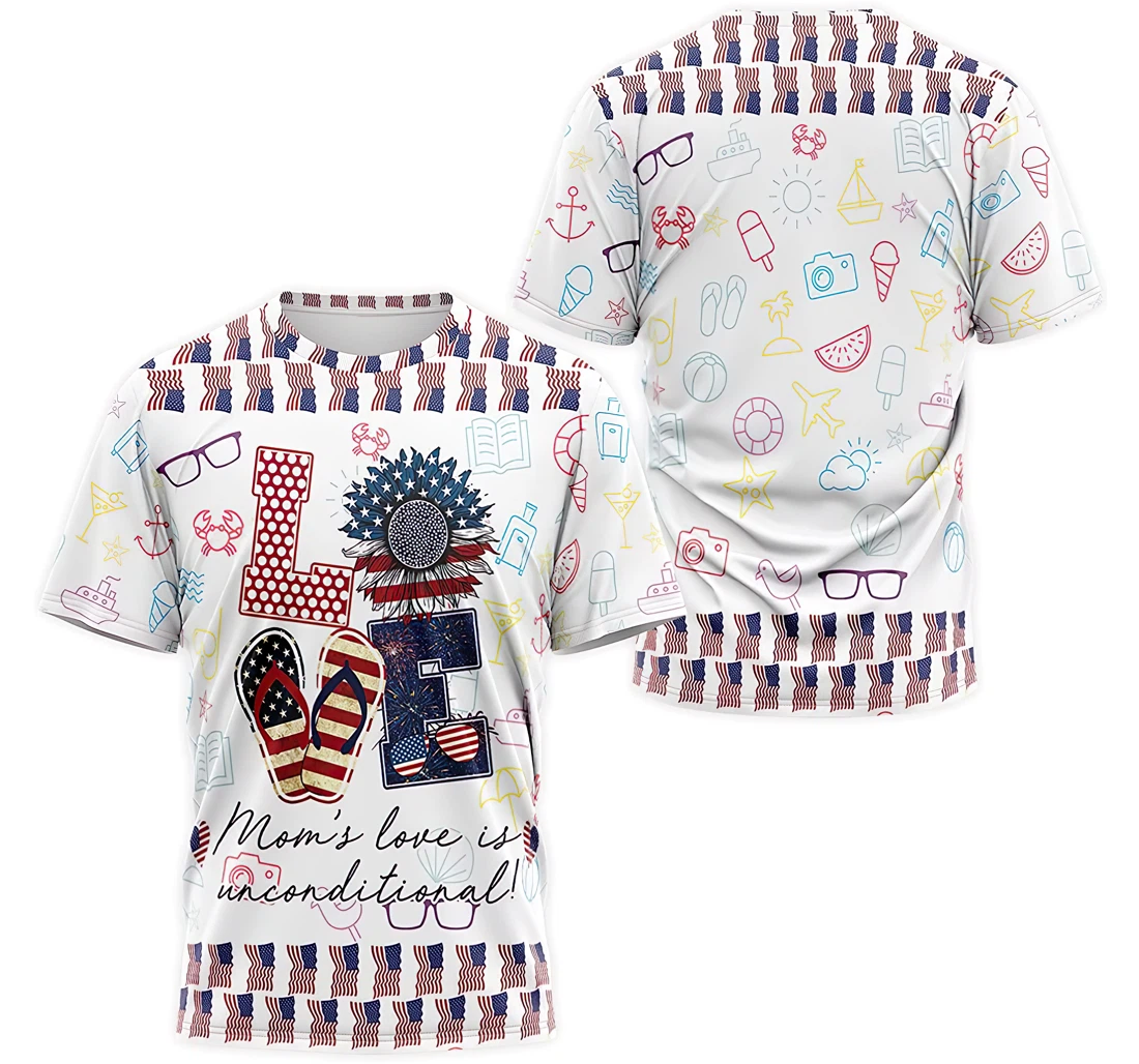 T-Shirt, Hoodie - Love Mom's Love Is Unconditional American Flag Pattern 3D Printed