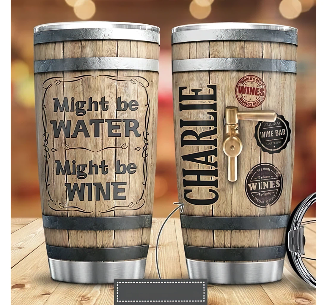 Personalized Name Wine Barrel Full Object Might Be Water Or Home Outdoor Office School Tumbler 20oz With Lid, Travel Coffee Mug