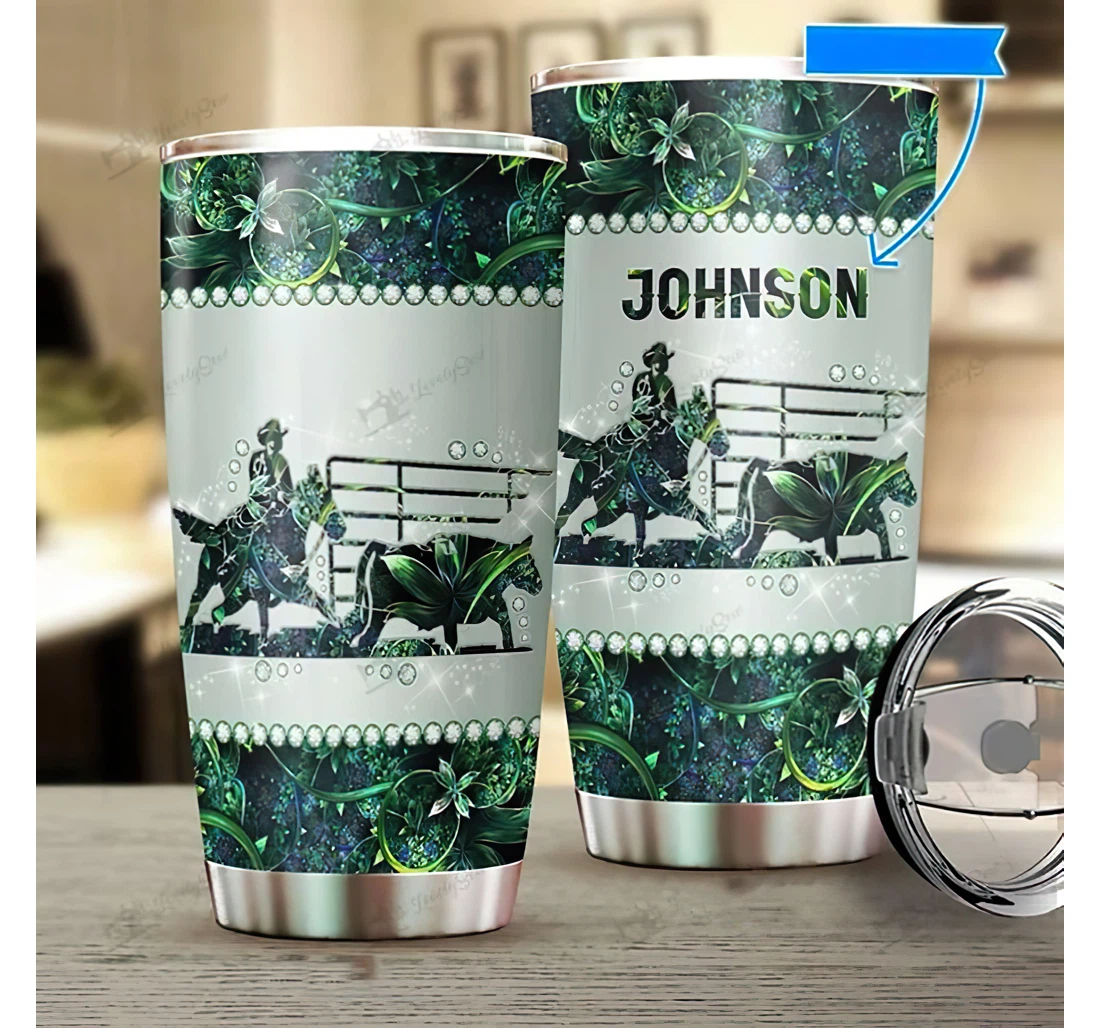 Personalized Name Ranch Sorting Flower And Green Leaves Pattern Or Home Outdoor Office School Tumbler 20oz With Lid, Travel Mug