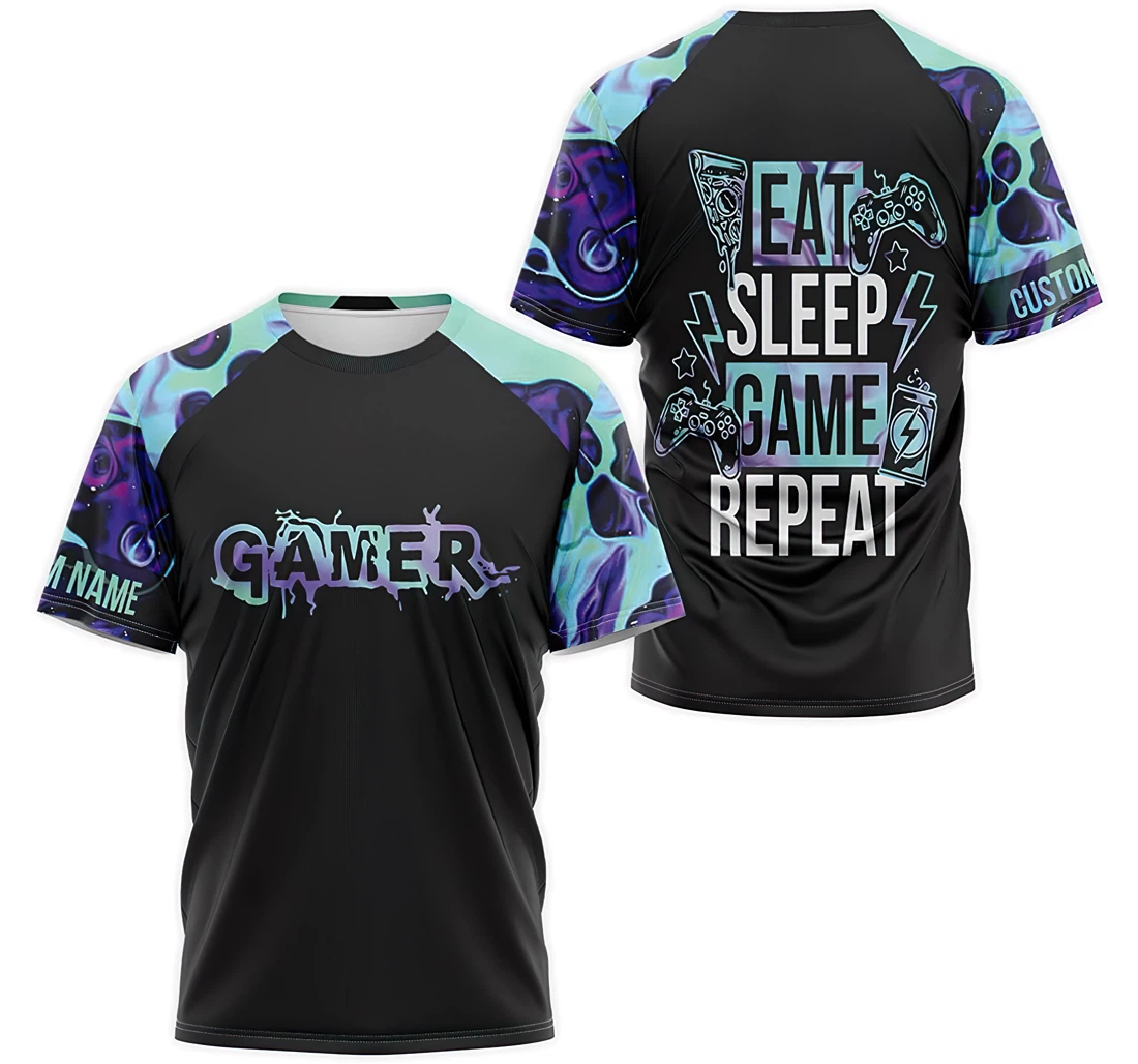 T-Shirt, Hoodie - Custom Name Eat Sleep Game Repeat 3D Printed