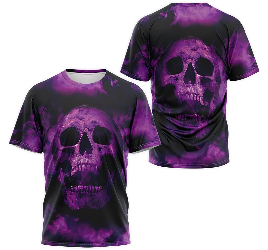 T-Shirt, Hoodie - Purple Skull Smoke 3D Printed