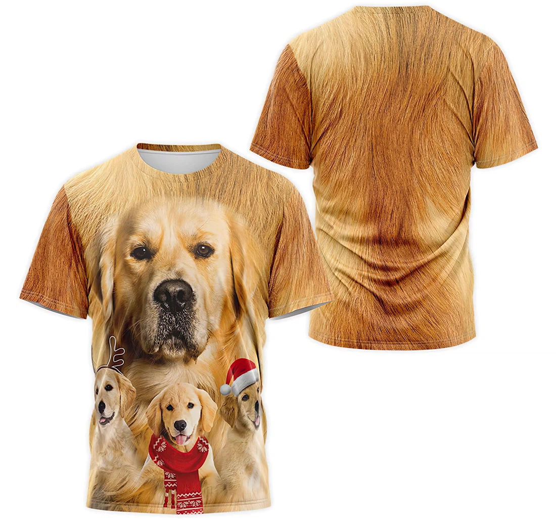 T-Shirt, Hoodie - Christmas Golden Retriever Face Dog's Hair 3D Printed