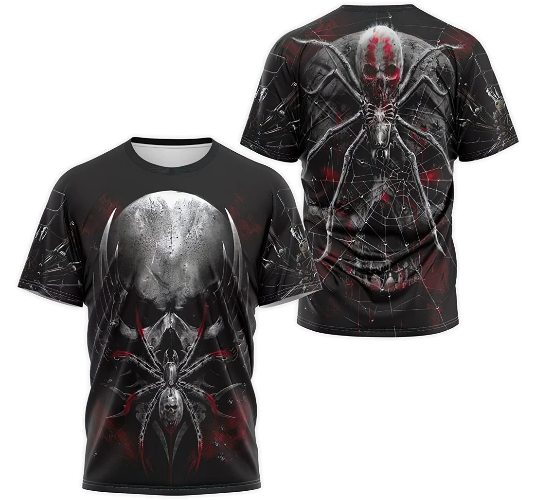 T-Shirt, Hoodie - Skull Spider Red Eyes 3D Printed