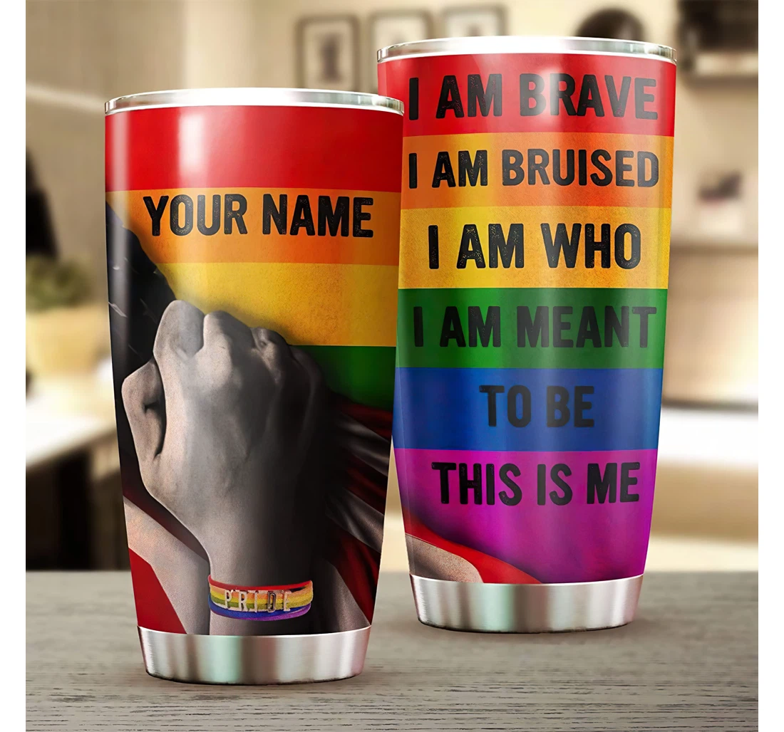 I'm Brave I'm Bruised I'm Who I'm Meant To Be This Is Me Gift Your Kids Your Bestie Your Lgbt Friends Pride Month Rainbow Flag