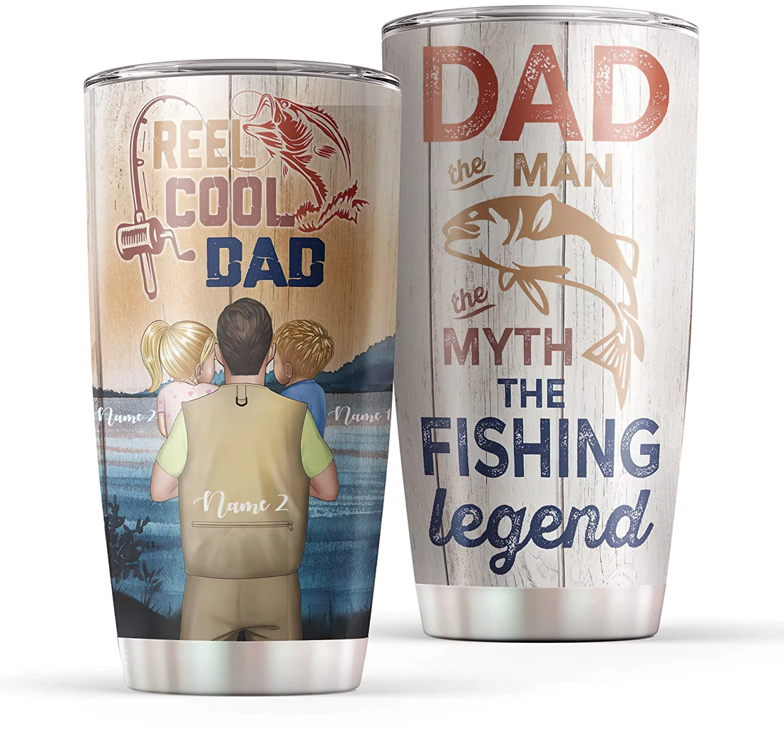 Dad The Man The Myth The Fishing Legend Gift Your Dad Dad Of Two Kids Amazing Papa Father's Day From Daughter And Son Steel Mug