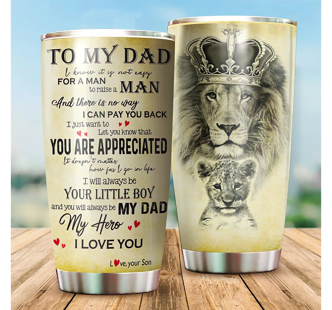 Lion Dad & Son I Know It's Not Easy A Man To Raise A Man Gift Your Dad Amazing Papa Father's Day Customized Personalized Steel