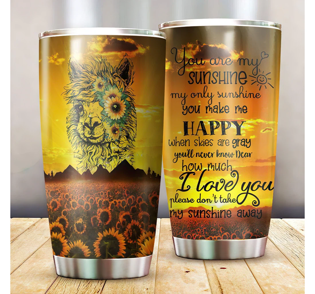 You Make Me Happy When Skies Are Gray Gift Your Partners Your Lovers Sunflower Lovers Customized Personalized Steel Tumbler Mug