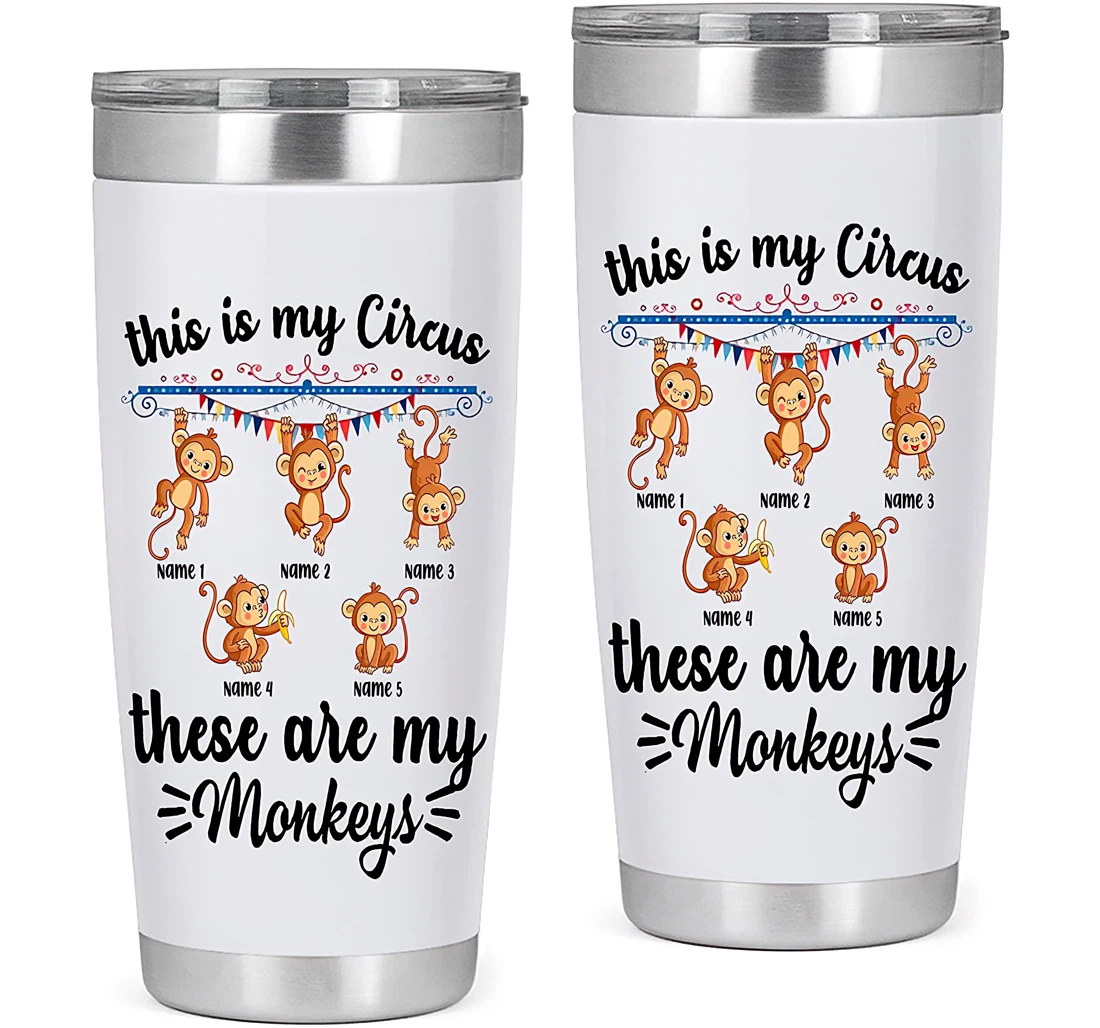 Personalized This Is My Circus These Are My Monkeys Gift Dad From Son Daughter Tumbler 20oz With Lid, Travel Coffee Mug