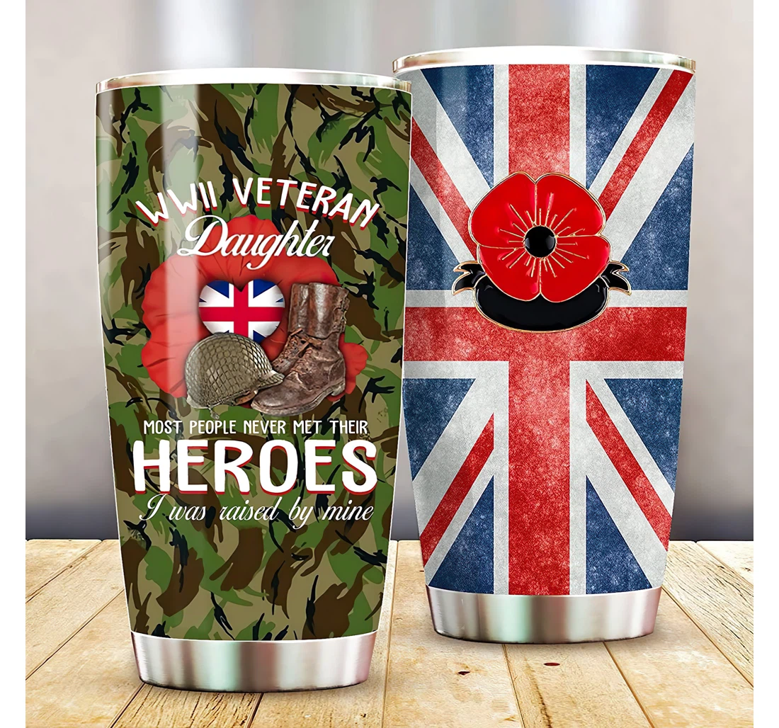 Poppy Veteran Pattern Memorial Heroes Most People Never Met Their Heroes Tumbler 20 - 30oz With Lid, Travel Coffee Mug