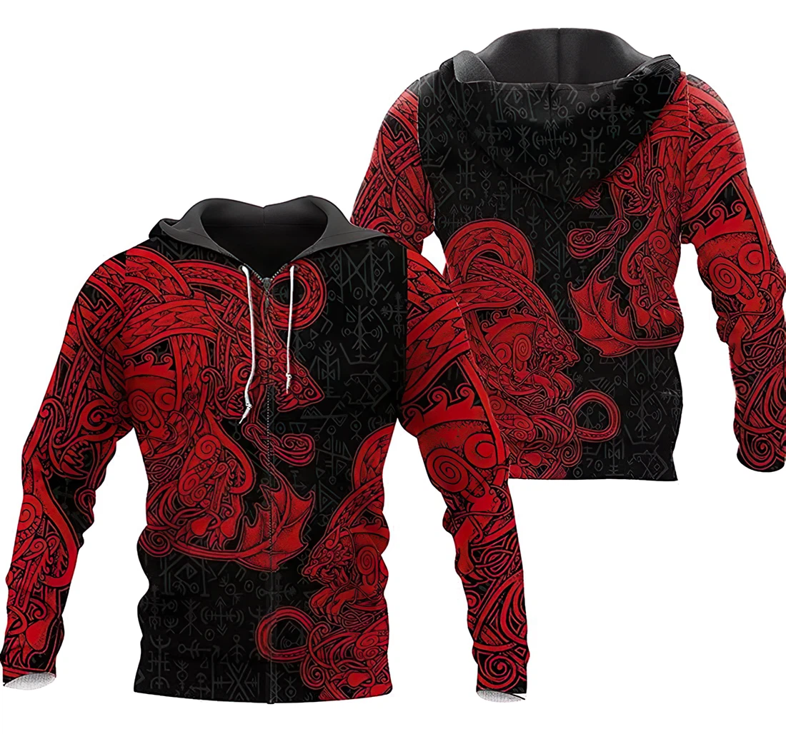 Jormungandr And Fenrir Vikings Warrior Tattoo Lightweight Premium Sportwear Up - 3D Printed Hoodie, Sweatshirt