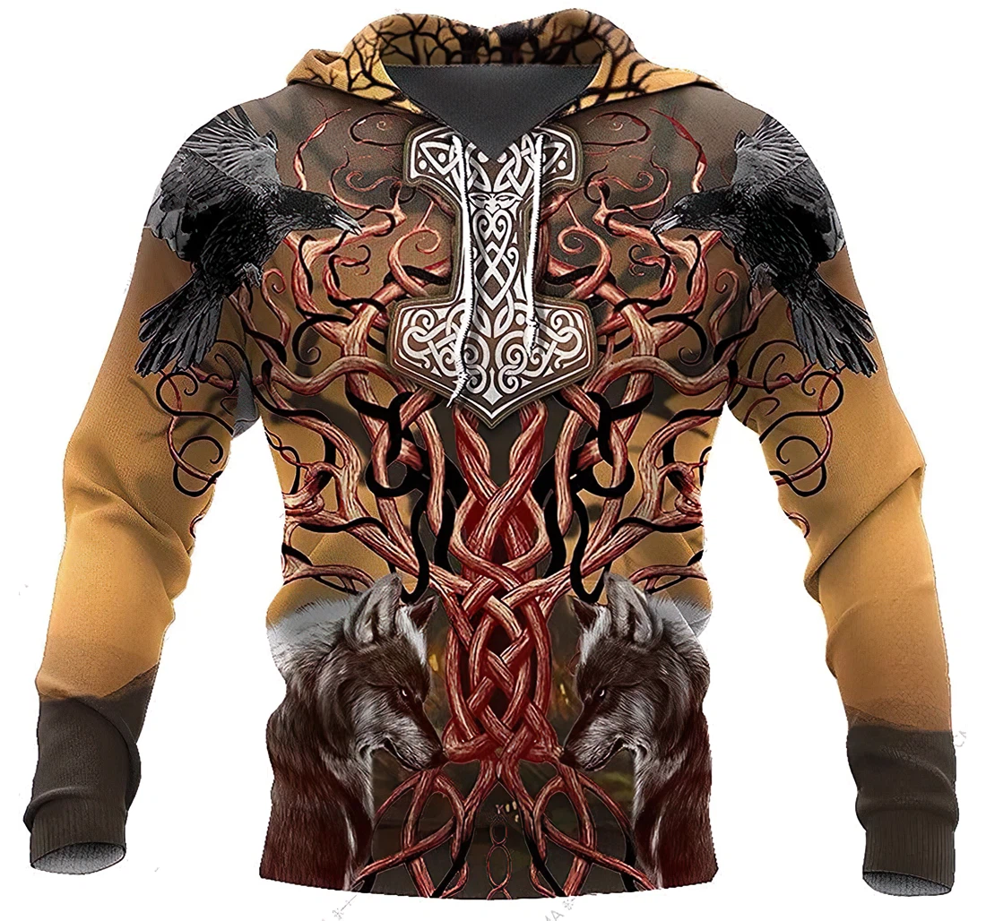 Viking Wolf Warrior Tattoo Tattoo Lightweight Up - 3D Printed Hoodie, Sweatshirt